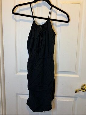 Intimately Free People Sleeveless Black Halter Midi Dress with Tie Neck